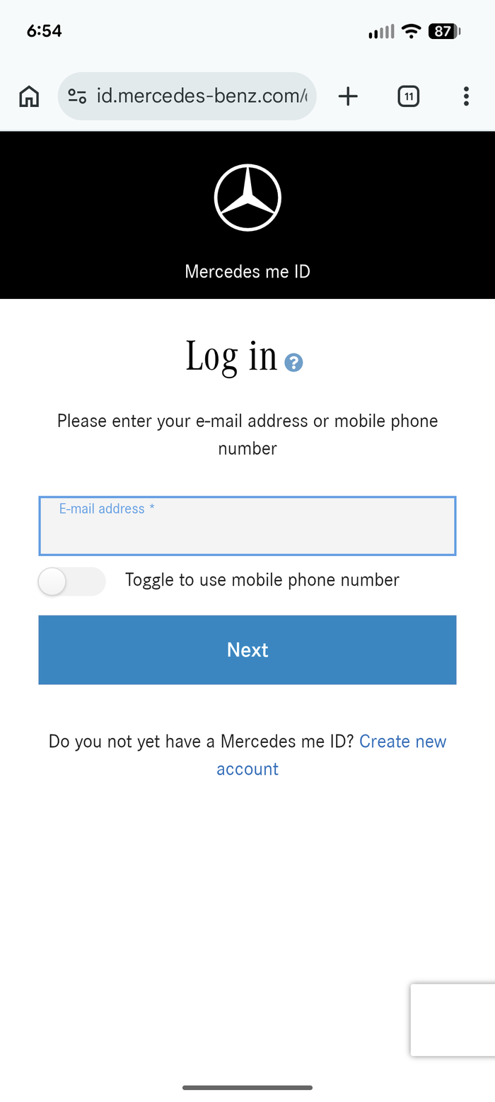 ChargePoint log in screen asking for an email address or mobile number